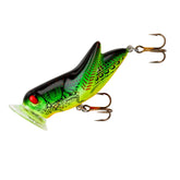 Rebel Crickhopper Popper Fire Tiger front view showing lifelike grasshopper profile for freshwater