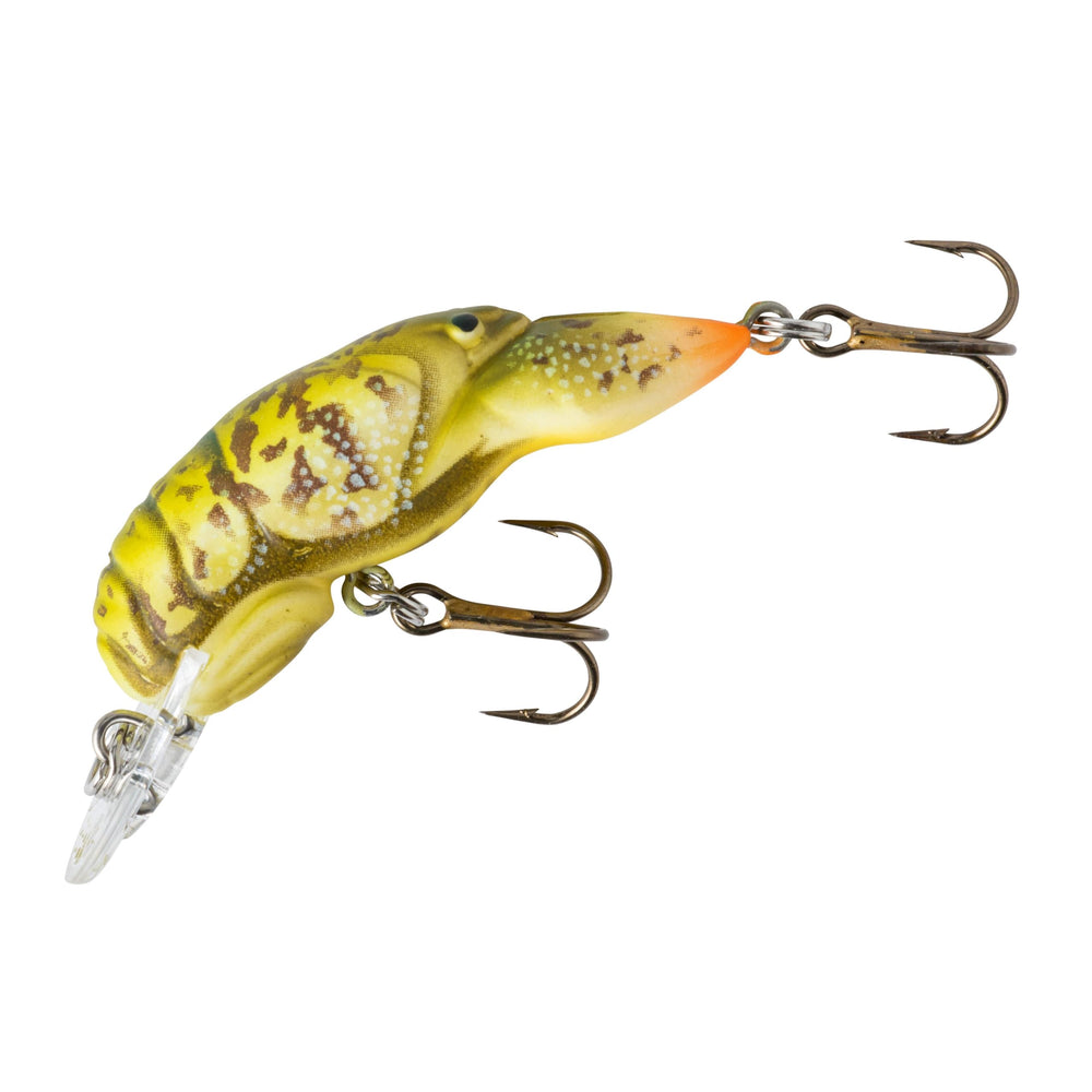Rebel Lures Middle Wee Craw front view showcases lifelike profile for trout and smallmouth bass.