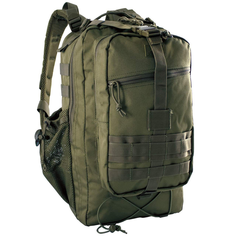 Red Rock Summit Backpack olive drab front view with hydration sleeve access.