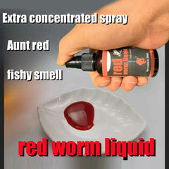 Red Worm Concentrate Liquid closeup scent reveals rich, fish-attracting aroma