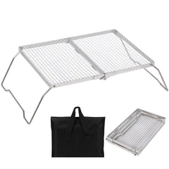 REDCAMP 17-inch folding campfire grill in action for outdoor cooking.