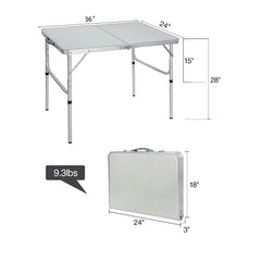 REDCAMP aluminum camping table height adjustment at 15 and 28 inches