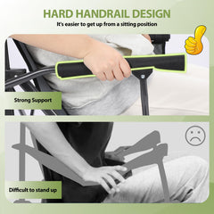 REDCAMP chair with foldable cup holder keeps beverages handy.