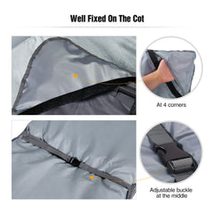 REDCAMP grey faux rabbit shell cot pad provides plush feel for restful sleep.