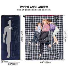 RedCAMP sleeping bag blue, reverse zipper detail for easy two-bag pairing.
