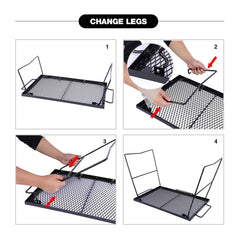 REDCAMP diamond-mesh grill top close-up highlighting heat-permeable surface.