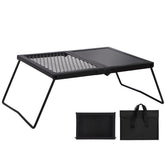 REDCAMP folding campfire grill assembled for stable outdoor cooking and easy setup.