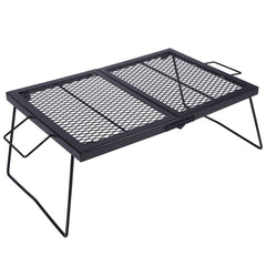 Redcamp folding campfire grill open-top heats food evenly over a campfire.