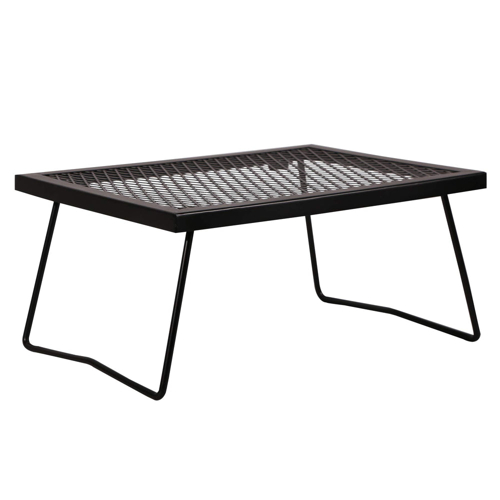 REDCAMP folding campfire grill top view showing versatile cooking surface for pots and pans