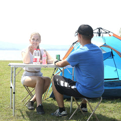 REDCAMP folding camping table adjustable-legs shows height options for on-site comfort