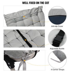REDCAMP 2-inch dark grey cot pad on a cot, compact travel companion.