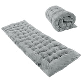 REDCAMP folding cot pad on grey surface showing plush velvet finish for camping comfort.