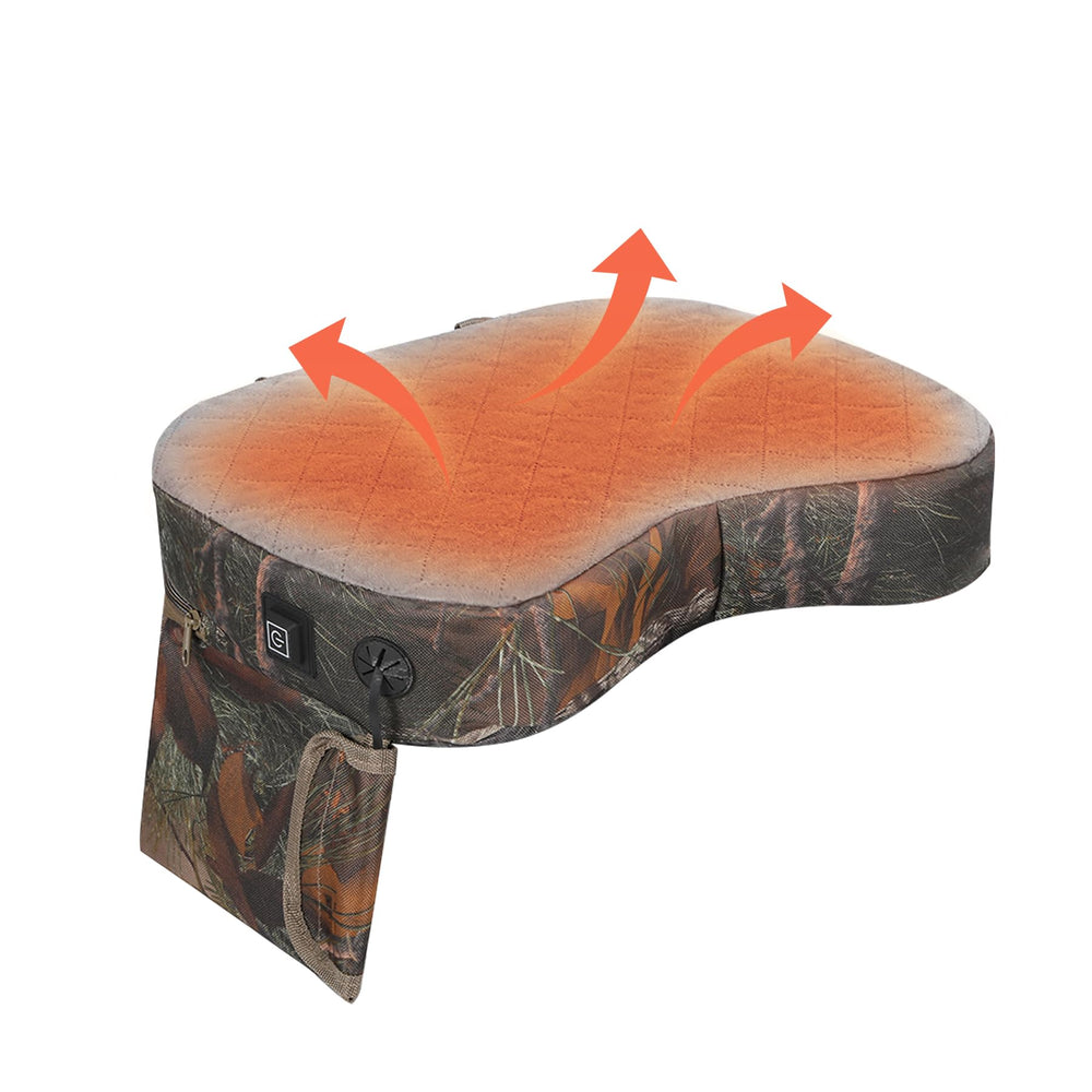 REDCAMP heated hunting seat cushion in leaf camo for cold outdoor hunts