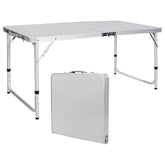 Redcamp heavy-duty aluminum table, assembled for a stable outdoor dining surface.