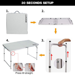 Redcamp folding table with height adjustable legs for versatile comfort.