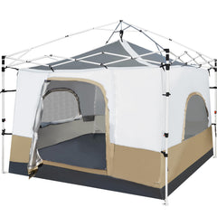 RedCAMP inner-tent-setup offers a spacious 9.5' interior for six sleeping bags.