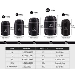 REDCAMP L sleeping bag stuff sack 210T material delivers durable outdoor protection.