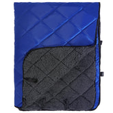 Redcamp large warm camping blanket blue with sherpa lining closeup for plush warmth on chilly nights