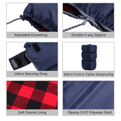 RedCAMP sleeping bag with compression sack ready for easy packing.