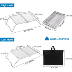 REDCAMP 304 stainless steel grate provides durable heat distribution.