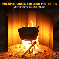 Redcamp stove windscreen with ground stakes enhances stability on uneven ground