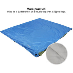 REDCAMP ultra-light sleeping bag blue in-use on a warm-weather camping night.