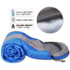 REDCAMP blue warm-weather sleeping bag ideal for 59–77°F nights