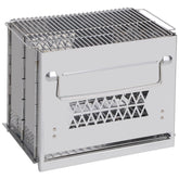 REDCAMP wood burning stove folded for easy backpacking transport