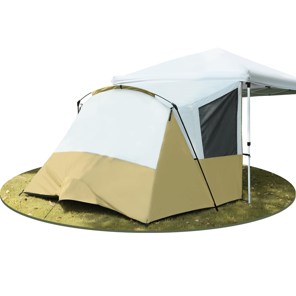 REDCAMP XL canopy side tent setup for 10x10 shade and private space.