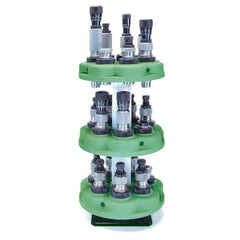 Redding Turret Stacker base in green keeps turret heads organized and ready