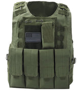 Redemption Tactical airsoft vest with US flag patch for ready-to-use mission gear.