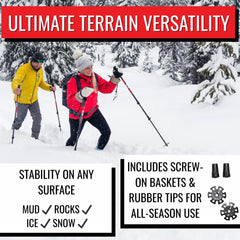 Redfeather Outdoors trekking poles with snow baskets for icy stability