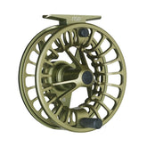 Front view of Redington Rise III 5/6 olive fly reel
