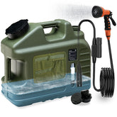 RedJuslink camping shower lid close-up shows leak-proof seal for mess-free rinsing