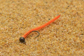 Region Fishing 6-flies orange San Juan Worm Jig Head, optimized for quick feeding-lane hits