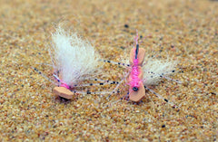 Region Fishing Chubby Chernobyl Hopper pink dry fly, top view showing foam body.