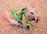 Region Fishing Gurgler top water fly, 4ct assortment, vivid colors for surface strike opportunities.