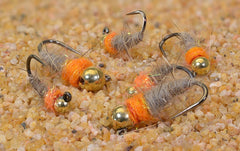 Region Fishing hot spot hare's ear jig fly with orange bead improves visibility in clear water