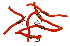 Region Fishing Squirmy Worm tungsten bead orange fly provides versatile trout lure with realistic action.