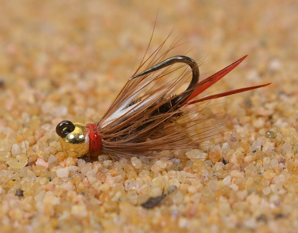 Region Fishing Tungsten Jigged Prince Nymph Jig Head on Hanak Hook for quick descent.