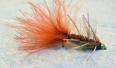 Region Fishing weighted bead head brown woolly bugger streamer with lifelike marabou tail.