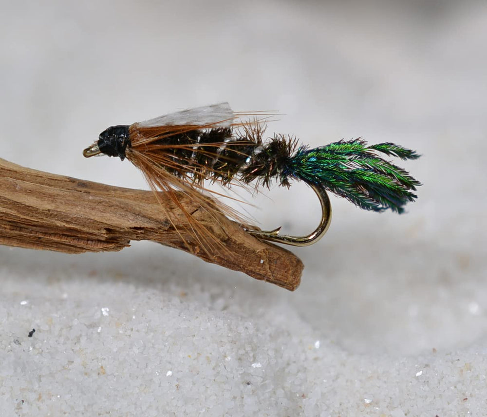 Region Fishing Zug Bug Nymph Fly on hook #12 with peacock flash to attract fish.