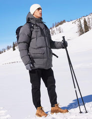 Rejork water-resistant winter coat close-up emphasizes durable fabric and breathability