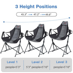 RELAX FIELD Hammock Camping Chair three height positions adapt to your height.