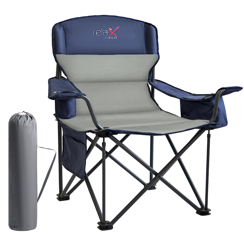 Relax Field oversized camping chair open for full layout and comfort