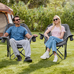 RELAX FIELD padded camping chair highlighting high-loft comfort during long rests