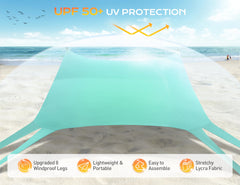 Rengue beach tent stability with 8 sandbags on windy shores