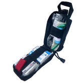 Rescue Essentials Mini Rip-Away IFAK black back view for rapid access.