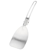 Restokki foldable camping spatula in titanium for compact, lightweight outdoor cooking.