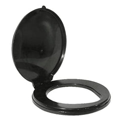 RESTOP Fliptop seat on a standard bucket provides a ready portable toilet for camping.